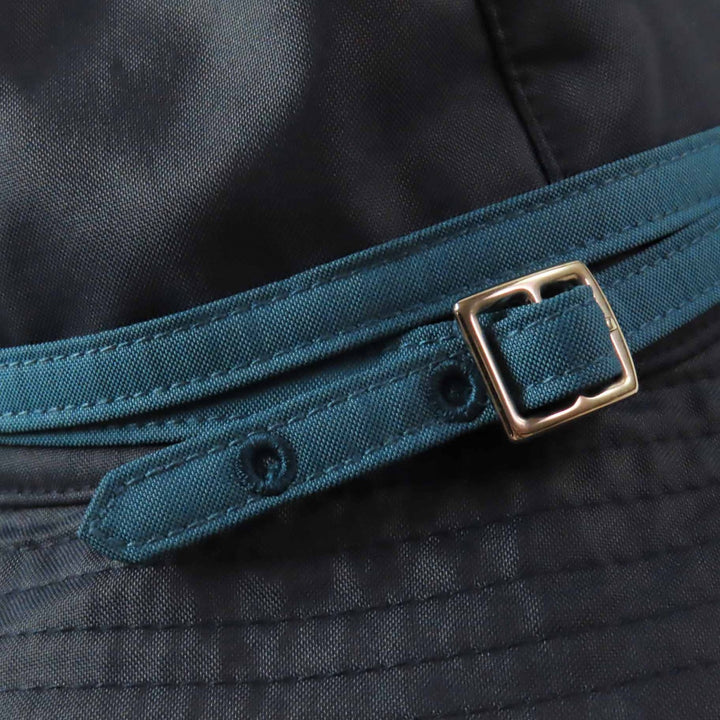 美品◎HERMES エルメス シルバー金具 ベルト付き 帽子／ハット ネイビー ライトブルー 56 フランス製 レディース