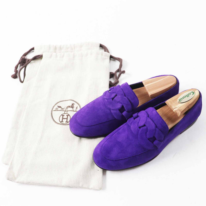 極美品◎HERMES エルメス 232012Z オネスト モカシン スウェードレザー ローファー パープル 36 保存袋付き イタリア製 2023年
