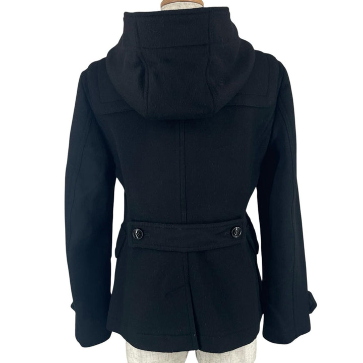 極美品▲BURBERRY バーバリー ウール100％ 裏地ノバチェック ショート丈 ダッフルコート ブラック 38 正規品 レディース
