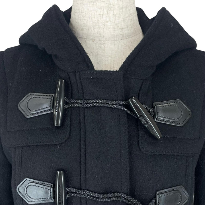 極美品▲BURBERRY バーバリー ウール100％ 裏地ノバチェック ショート丈 ダッフルコート ブラック 38 正規品 レディース