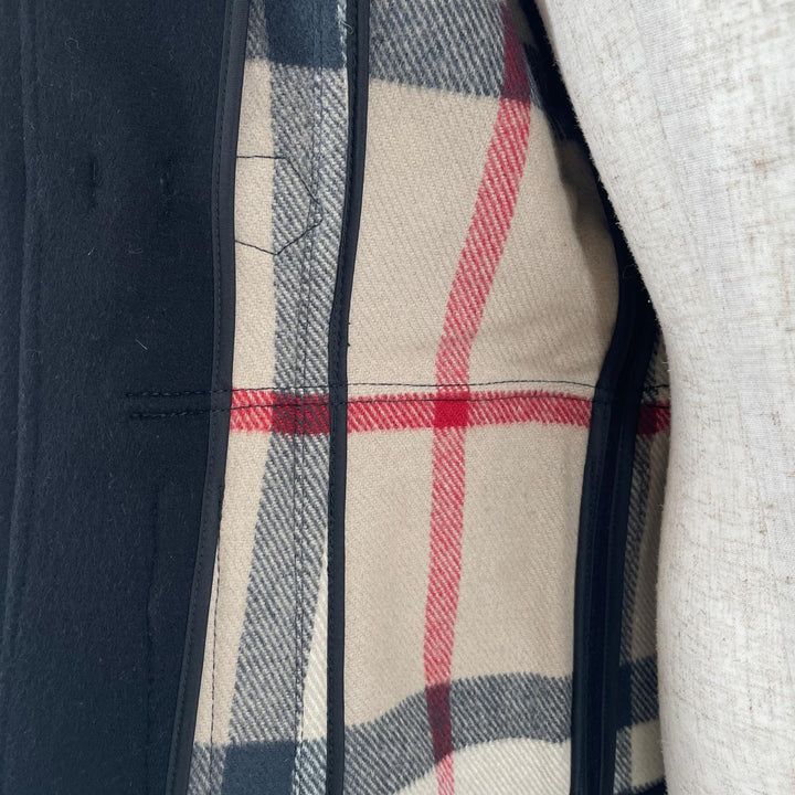極美品▲BURBERRY バーバリー ウール100％ 裏地ノバチェック ショート丈 ダッフルコート ブラック 38 正規品 レディース