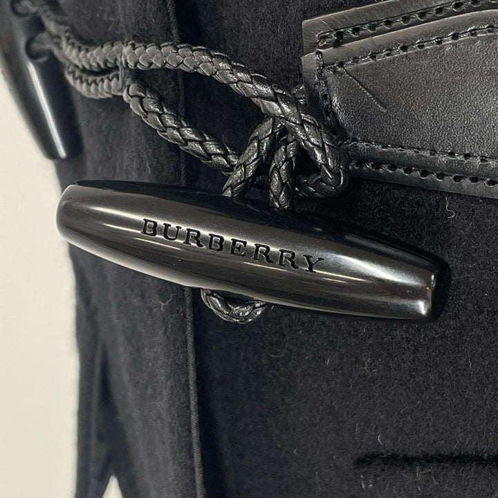 極美品▲BURBERRY バーバリー ウール100％ 裏地ノバチェック ショート丈 ダッフルコート ブラック 38 正規品 レディース