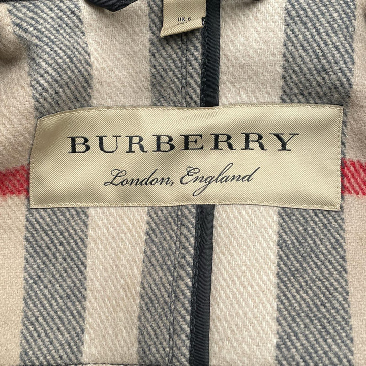 極美品▲BURBERRY バーバリー ウール100％ 裏地ノバチェック ショート丈 ダッフルコート ブラック 38 正規品 レディース