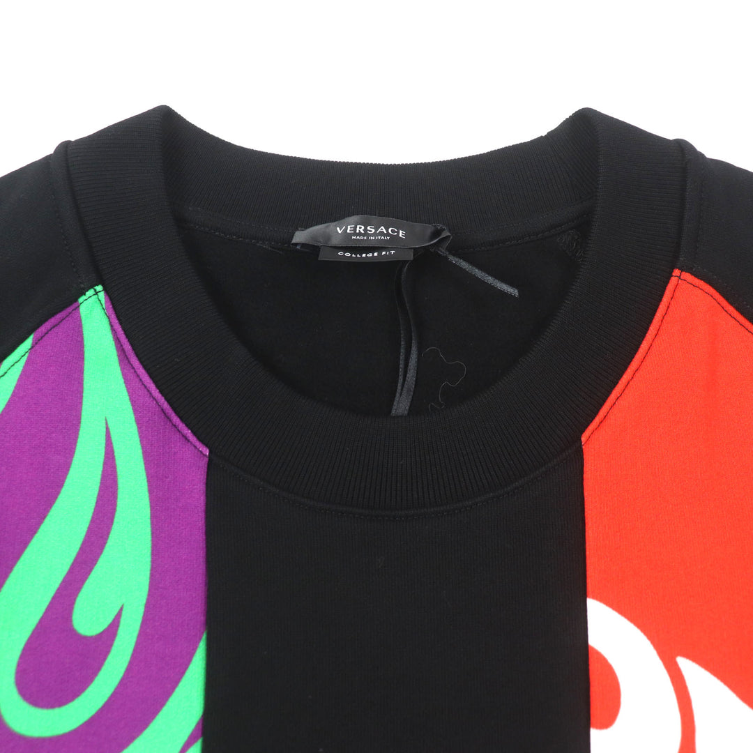 未使用品▼VERSACE ヴェルサーチ 2021年製 1004001 COLLEGE FIT パッチワーク クルーネック プルオーバー スウェット XXL 正規品 メンズ