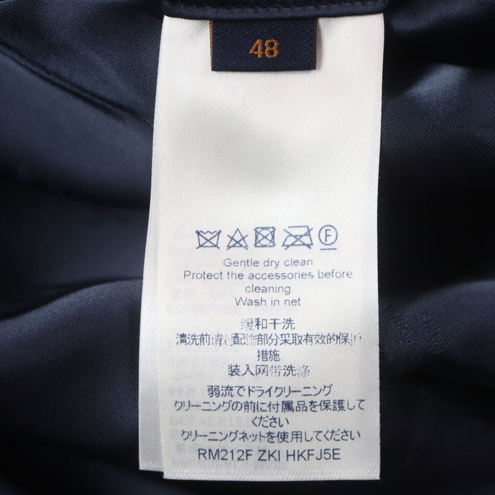 美品▼LOUIS VUITTON ルイヴィトン HKFJ5E LV&amp;FLOWER モノグラムエンボス柄 シングルジャケット テーラード ネイビー 48 正規品 メンズ