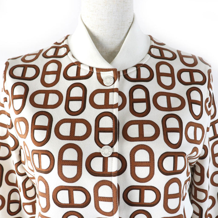 未使用△HERMES エルメス 2024年 コットン 4E4220DD Marron Alezan テディブルゾン セリエボタン シェーヌダンクル ジャケット 34 正規品