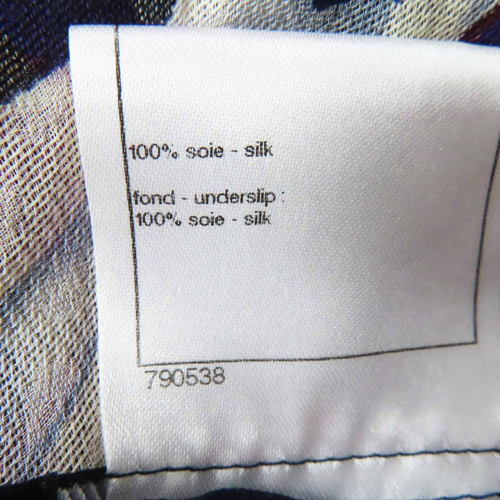 極美品◎CHANEL シャネル P37299 シルク100％ ココマーク カメリア 一部シースルー シフォン生地 ノースリーブ ワンピース マルチ 34 仏製