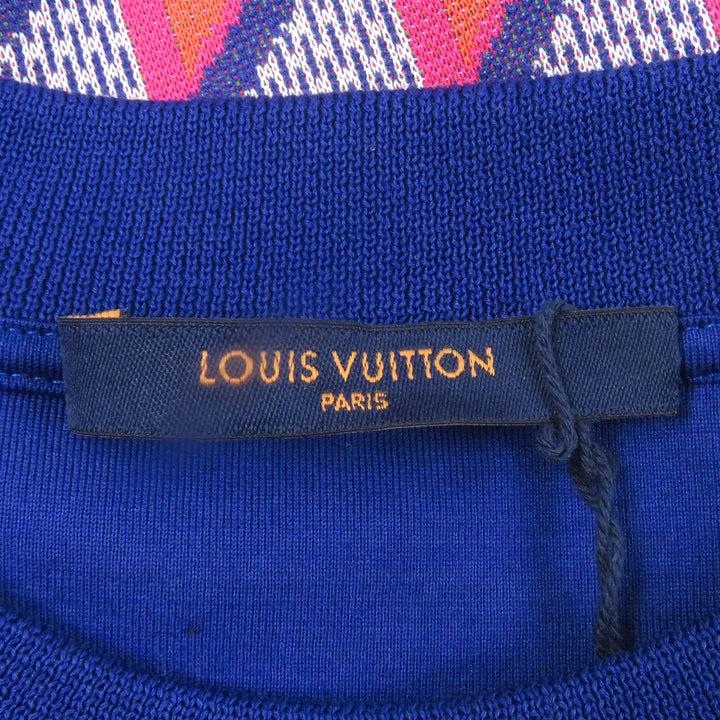 未使用品□LOUIS VUITTON ルイヴィトン 2022年製 ダイヤモンド ダミエ 総柄 ニット スウェット オレンジ L イタリア製 正規品 メンズ