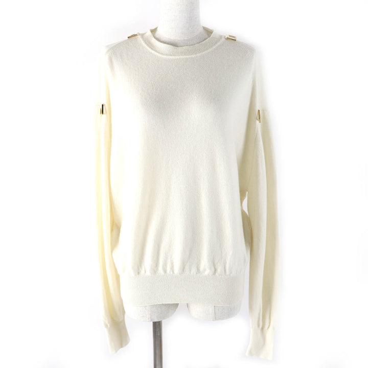 極美品△LOUIS VUITTON ルイヴィトン 2024年製 1ABT67 カシミヤプルオーバー カシミヤ99％ Dリング 長袖 ニット Bianco Latte S 正規品