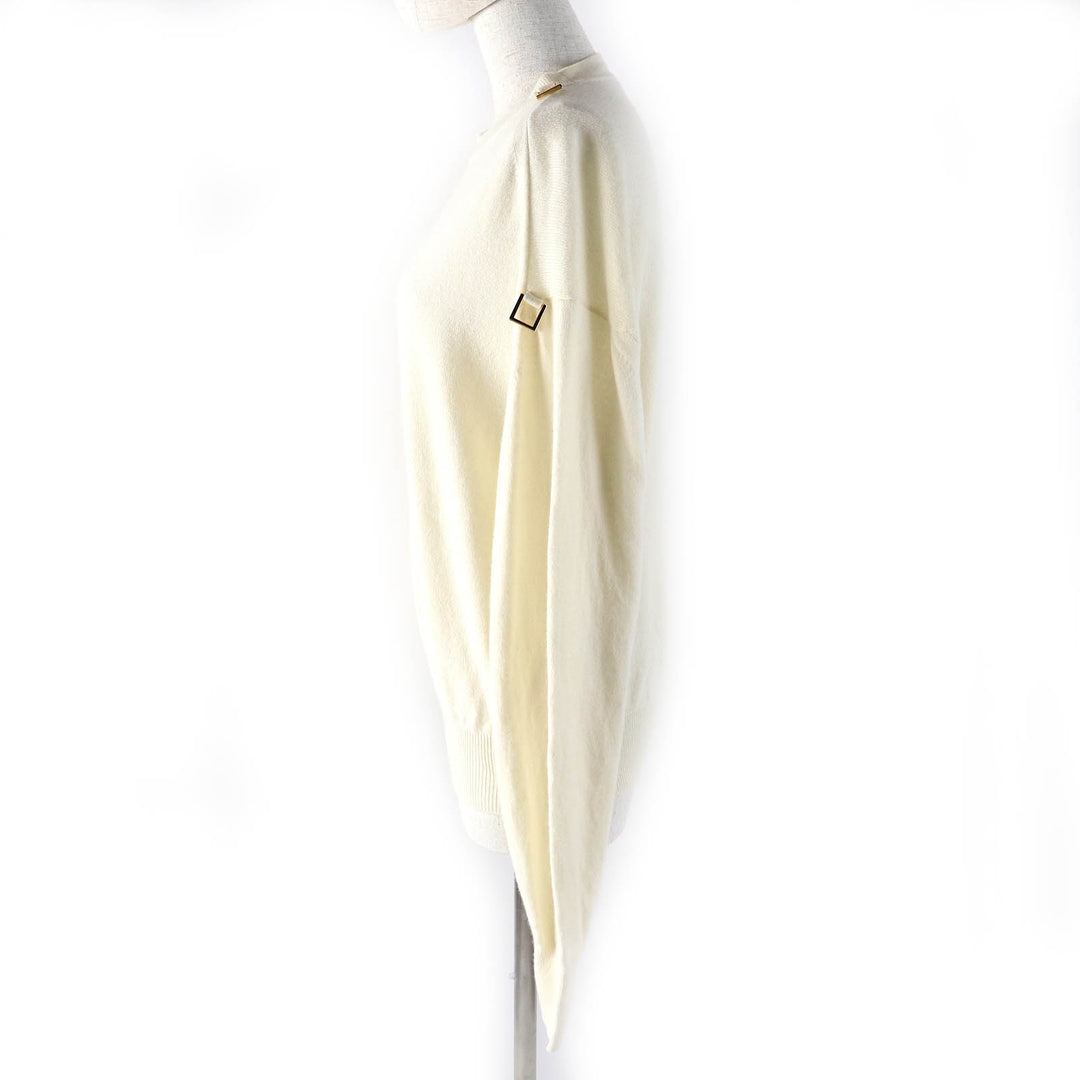 極美品△LOUIS VUITTON ルイヴィトン 2024年製 1ABT67 カシミヤプルオーバー カシミヤ99％ Dリング 長袖 ニット Bianco Latte S 正規品