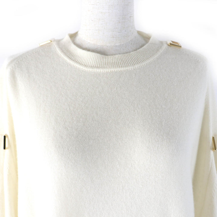 極美品△LOUIS VUITTON ルイヴィトン 2024年製 1ABT67 カシミヤプルオーバー カシミヤ99％ Dリング 長袖 ニット Bianco Latte S 正規品