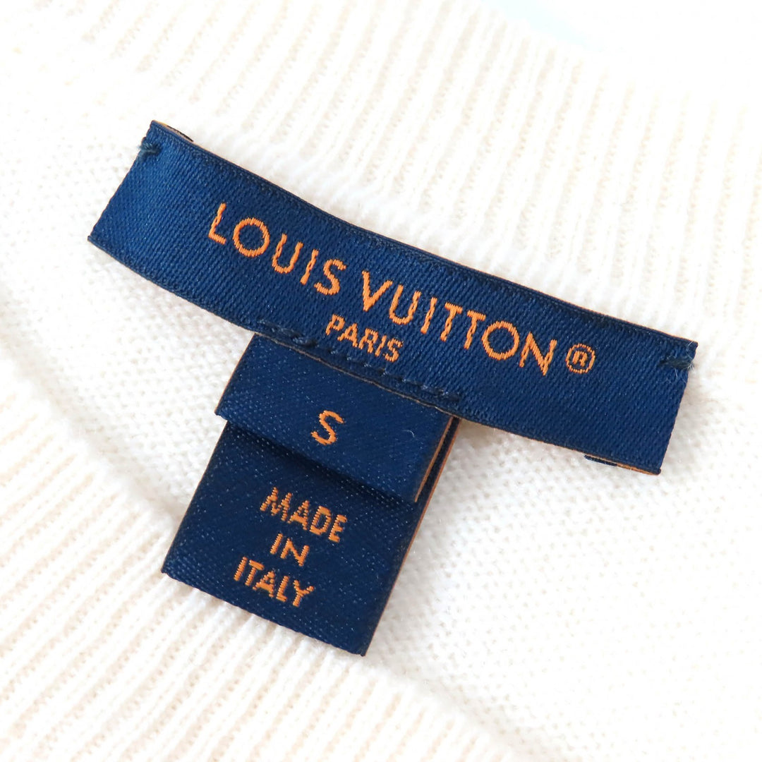 極美品△LOUIS VUITTON ルイヴィトン 2024年製 1ABT67 カシミヤプルオーバー カシミヤ99％ Dリング 長袖 ニット Bianco Latte S 正規品