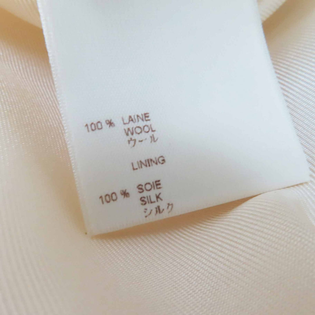 美品◎LOUIS VUITTON ルイヴィトン ウール100％ 裏シルク 襟・ボタンミンク ジャケット アイボリー 36 フランス製 正規品 レディース