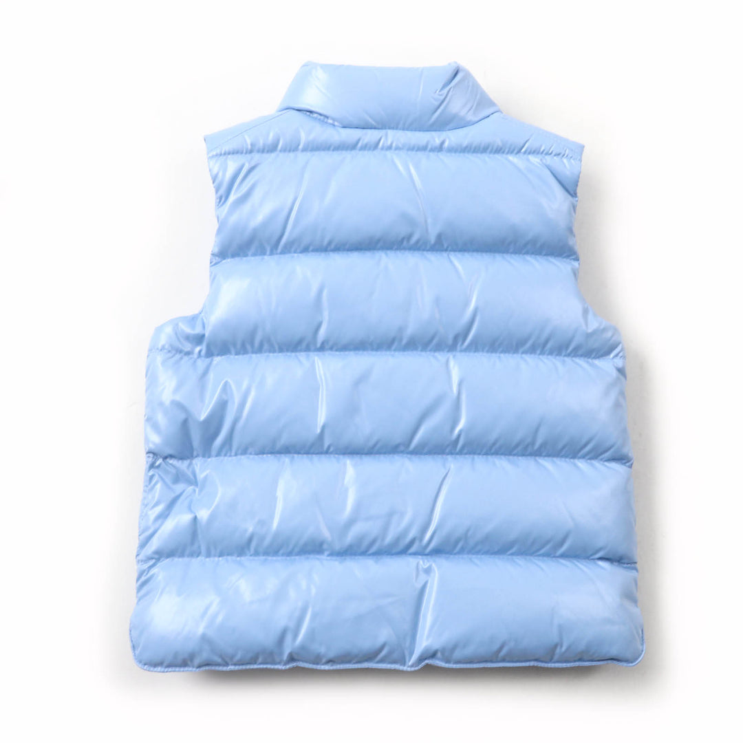 未使用品★MONCLER モンクレール 2023年製 BERNARD ロゴワッペン付 ダウンベスト ライトブルー 12/18 mesi 80cm ハンガー付 キッズ