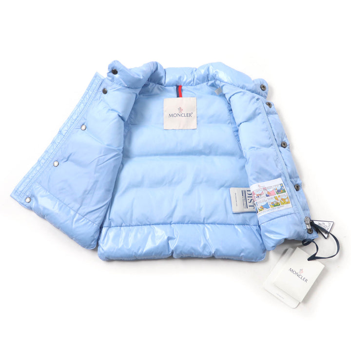 未使用品★MONCLER モンクレール 2023年製 BERNARD ロゴワッペン付 ダウンベスト ライトブルー 12/18 mesi 80cm ハンガー付 キッズ