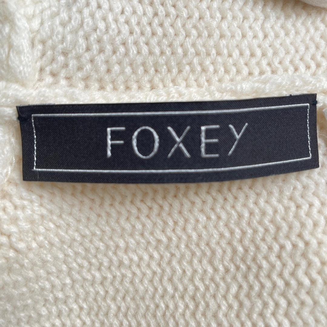 極美品▲FOXEY フォクシー 40332-KAJFZ15MK カシミヤ100％ クロップド丈 長袖 カーディガン ホワイト 40 日本製 正規品 レディース
