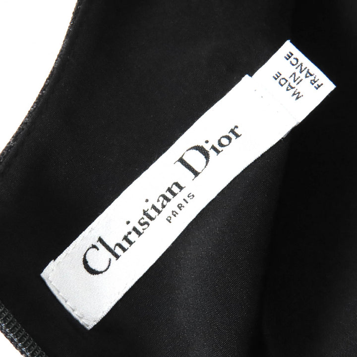 極美品△Christian Dior クリスチャンディオール 2023年 341R30A1518 ウール100％ リボン付 チェック ノースリーブ ワンピース 38 正規品