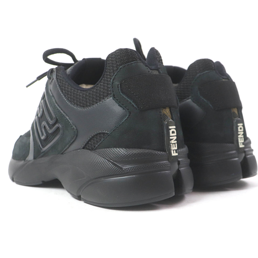 未使用品□FENDI フェンディ 7E1555 FASTER TRAINERS FFロゴ ズッカ メッシュ レザー ローカットスニーカー ブラック 6 イタリア製