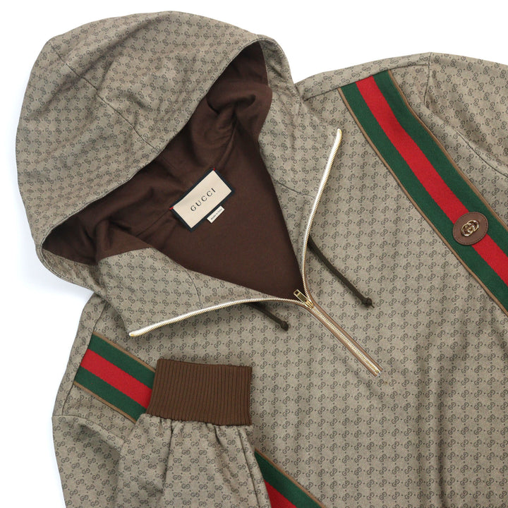 極美品○GUCCI グッチ 655153 ミニGGジャージー シェリーライン インターロッキングG ハーフジップ パーカー M イタリア製 正規品 メンズ