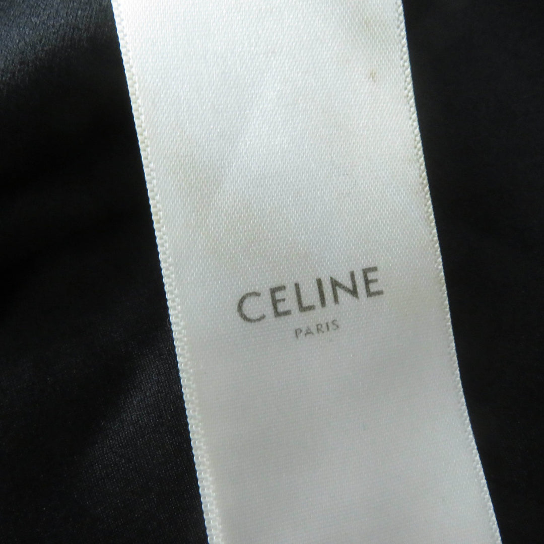 美品☆CELINE セリーヌ 2R289598D シルク100％ ドット柄 ベルト付 Vネック ワンピース ブラック 38 フランス製 正規品 レディース