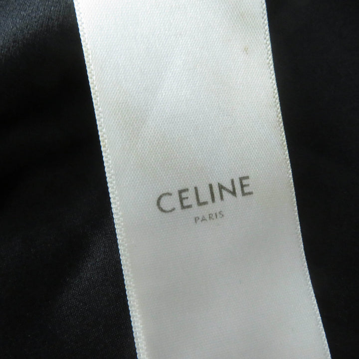 美品☆CELINE セリーヌ 2R289598D シルク100％ ドット柄 ベルト付 Vネック ワンピース ブラック 38 フランス製 正規品 レディース