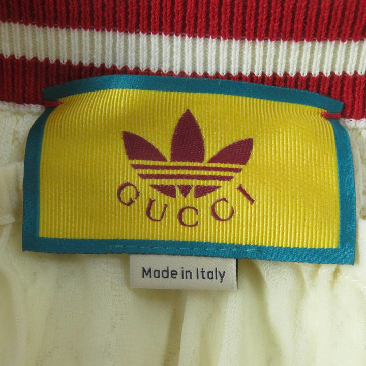 極美品☆GUCCI×adidas グッチ×アディダス 702874 スリーライン コットンニット プリーツスカート アイボリー L 伊製 正規品 レディース