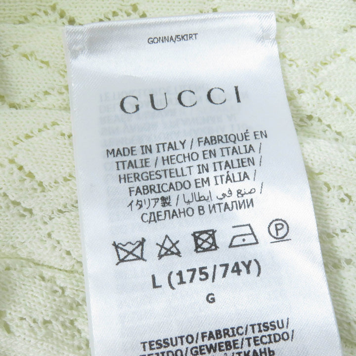 極美品☆GUCCI×adidas グッチ×アディダス 702874 スリーライン コットンニット プリーツスカート アイボリー L 伊製 正規品 レディース