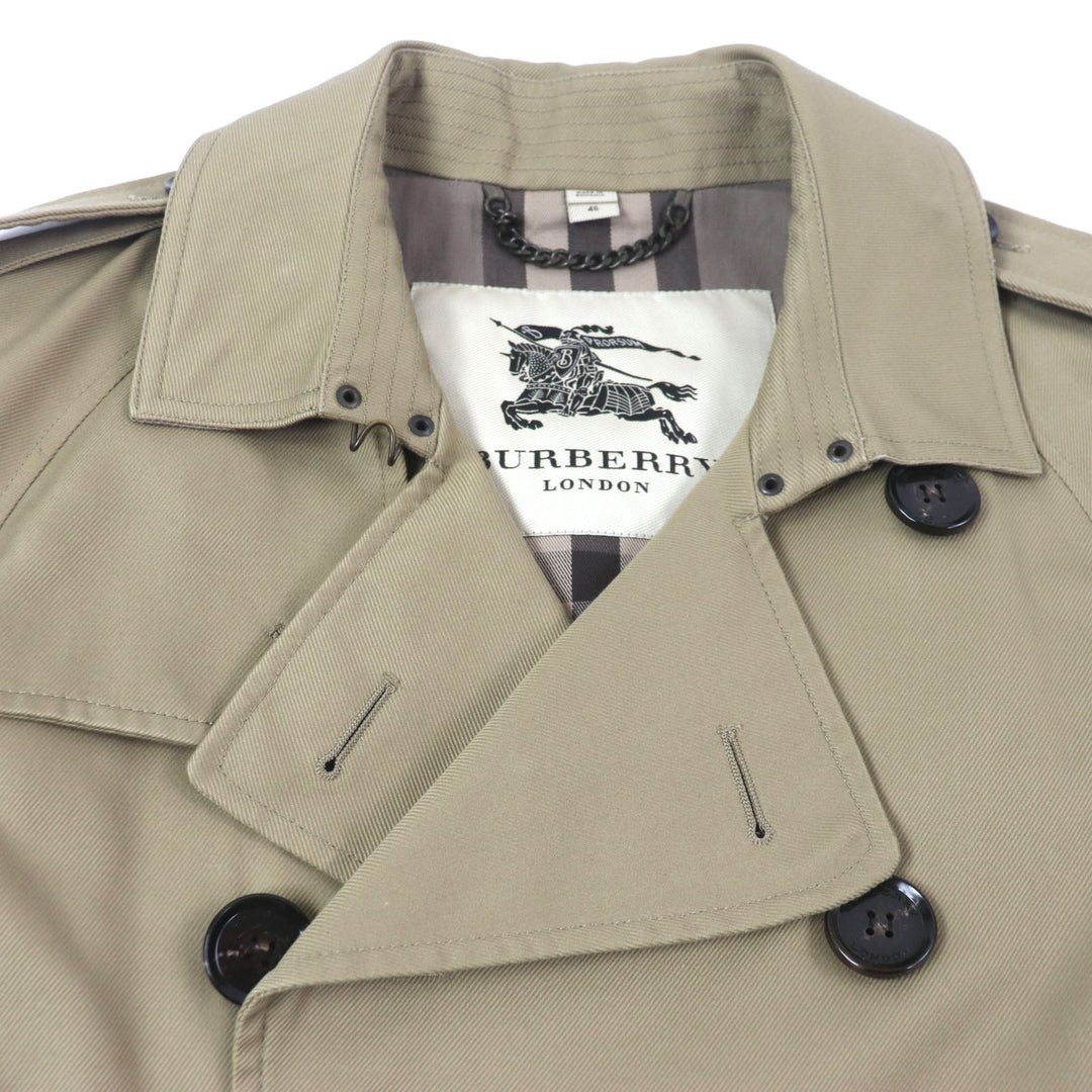 美品▼BURBERRY LONDON バーバリーロンドン 3789914 裏地チェック柄 ロゴ入りボタン トレンチコート ベージュ 46 ガーメント付き メンズ