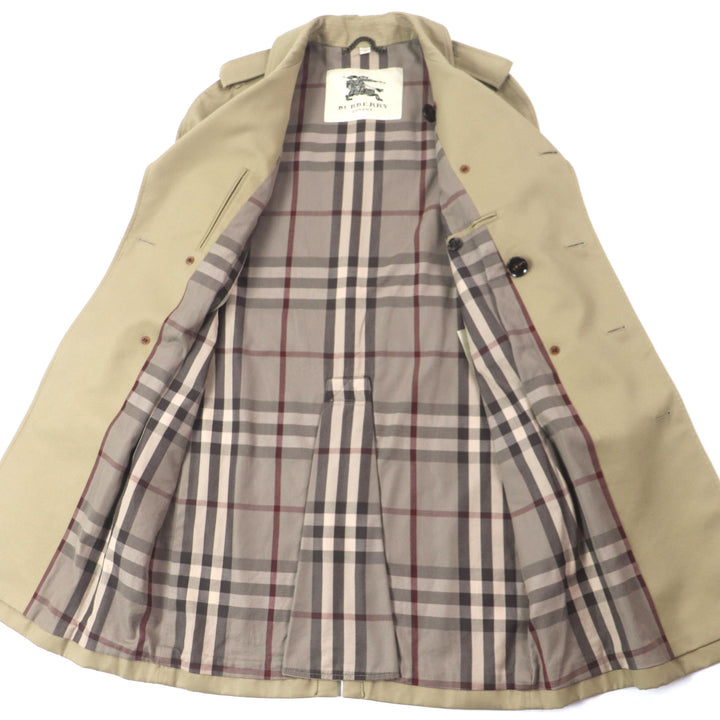 美品▼BURBERRY LONDON バーバリーロンドン 3789914 裏地チェック柄 ロゴ入りボタン トレンチコート ベージュ 46 ガーメント付き メンズ