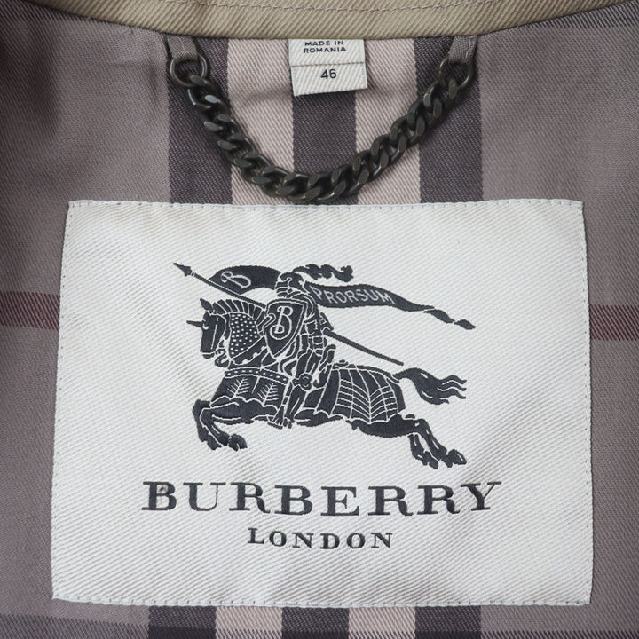 美品▼BURBERRY LONDON バーバリーロンドン 3789914 裏地チェック柄 ロゴ入りボタン トレンチコート ベージュ 46 ガーメント付き メンズ