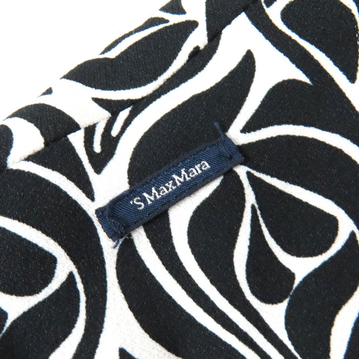 極美品△S MaxMara DESIGN FOR EASY LIVING エス マックスマーラ 922615896 総柄 半袖 ワンピース ブラック ホワイト 42 伊製 正規品