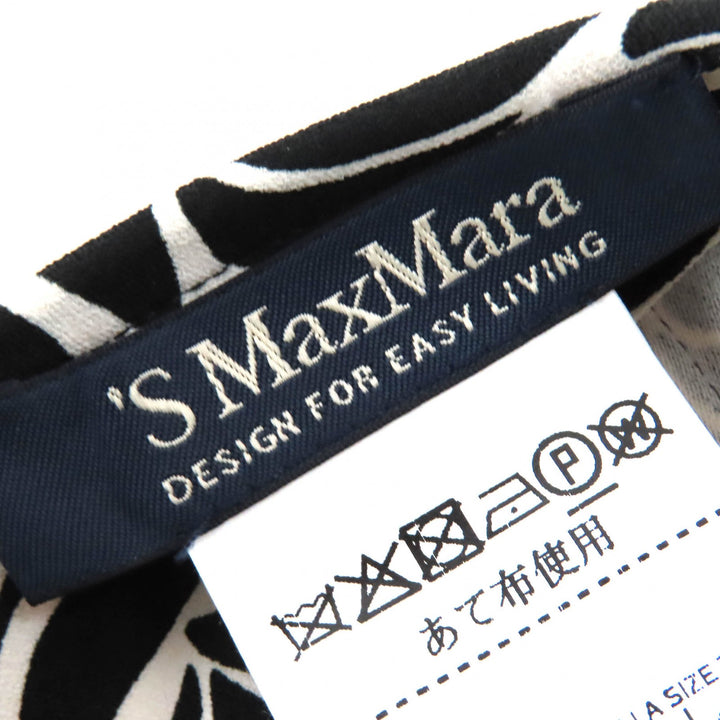 極美品△S MaxMara DESIGN FOR EASY LIVING エス マックスマーラ 922615896 総柄 半袖 ワンピース ブラック ホワイト 42 伊製 正規品