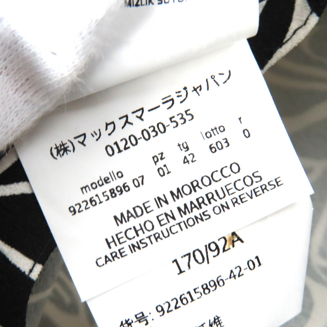 極美品△S MaxMara DESIGN FOR EASY LIVING エス マックスマーラ 922615896 総柄 半袖 ワンピース ブラック ホワイト 42 伊製 正規品