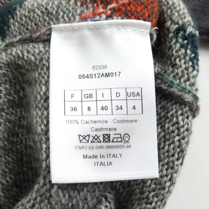 極美品★Christian Dior クリスチャンディオール カシミヤ100％ Bee刺繍 アーガイル柄 Vネック 長袖 ニット マルチ 40 正規品 レディース