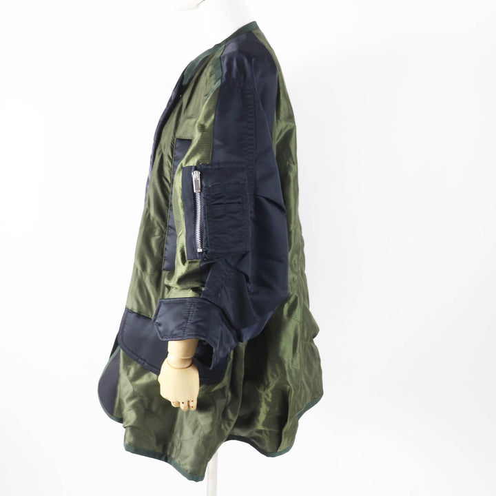 極美品◎Sacai サカイ 23SS 23-06477 Quilted Jacket ジップアップ ジャケット カーキ ブラック 1 日本製 正規品　レディース