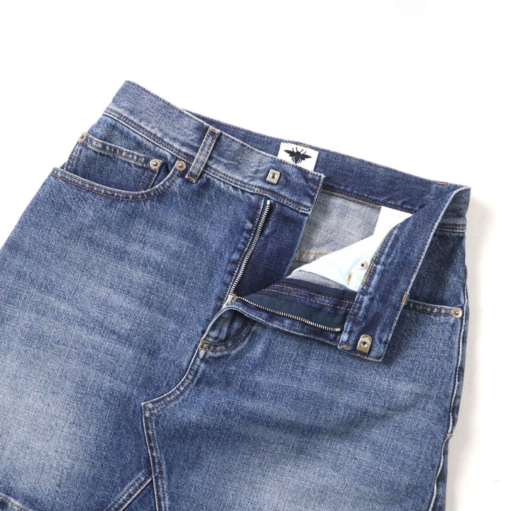 美品★Christian Dior クリスチャンディオール 422J21A3830 コットン100％ ロゴパッチ付 台形 デニム ミニスカート インディゴ 40 正規品