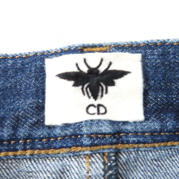 美品★Christian Dior クリスチャンディオール 422J21A3830 コットン100％ ロゴパッチ付 台形 デニム ミニスカート インディゴ 40 正規品