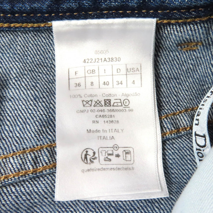 美品★Christian Dior クリスチャンディオール 422J21A3830 コットン100％ ロゴパッチ付 台形 デニム ミニスカート インディゴ 40 正規品