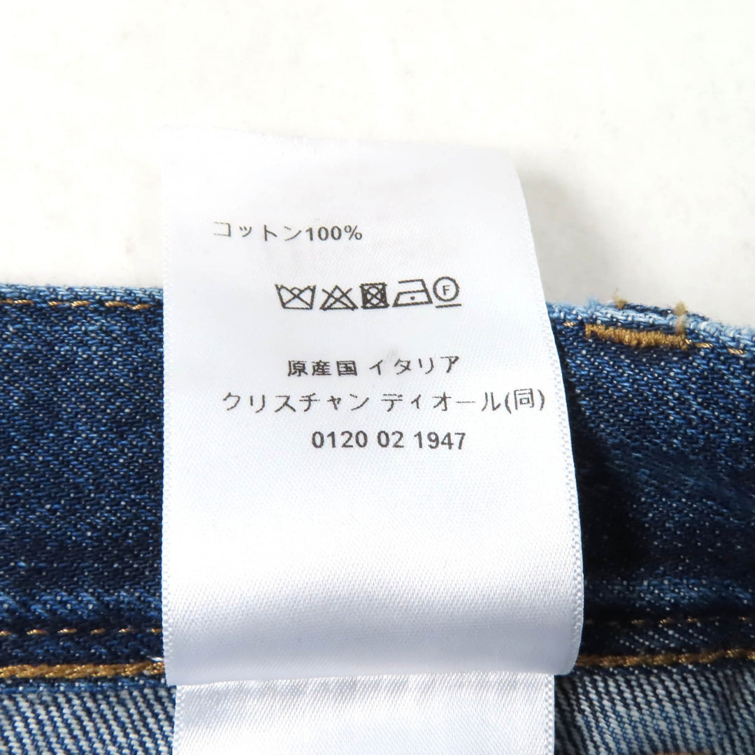 美品★Christian Dior クリスチャンディオール 422J21A3830 コットン100％ ロゴパッチ付 台形 デニム ミニスカート インディゴ 40 正規品