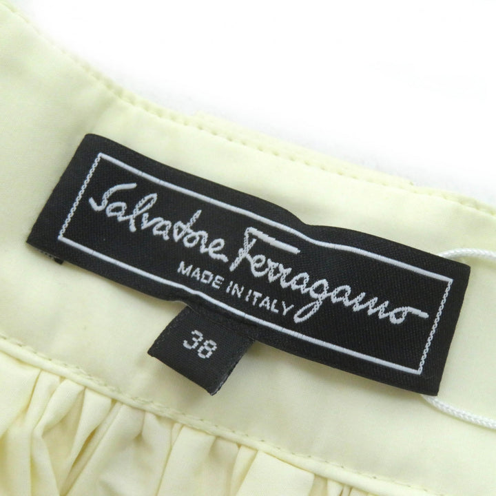 未使用品△Salvatore Ferragamo サルヴァトーレフェラガモ コットン トンボ 蝶 草むら ベルト付き フレアスカート 38 伊製 正規品