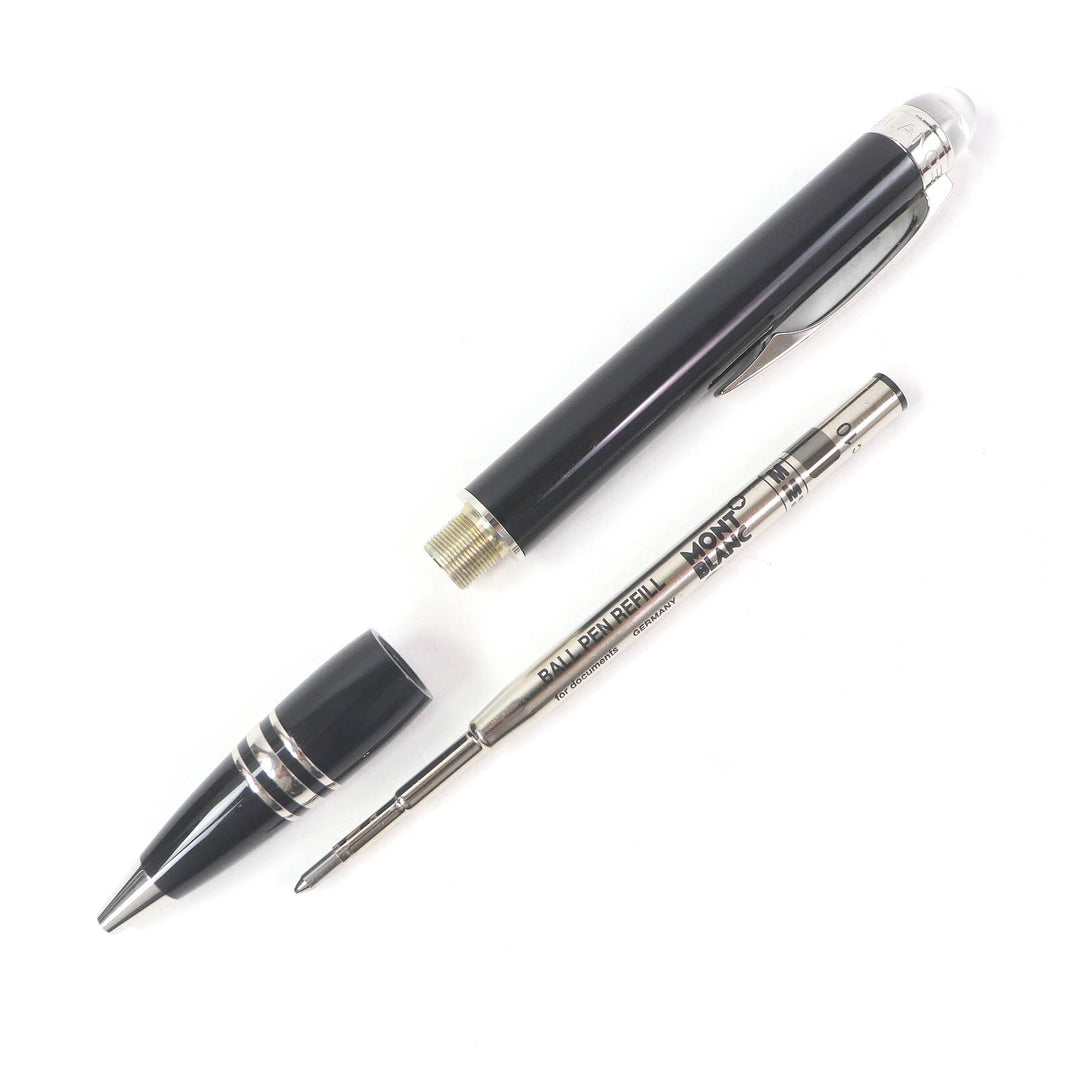 良品□MONTBLANC モンブラン プレシャスレジン スターウォーカー ホワイトスター ツイスト式 ボールペン ブラック シルバー ドイツ製