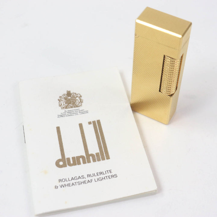 外装極美品□Dunhill ダンヒル 総柄 スクエア型 ローラー式 喫煙具 ガス ライター ゴールド スイス製 メンズ 着火不可
