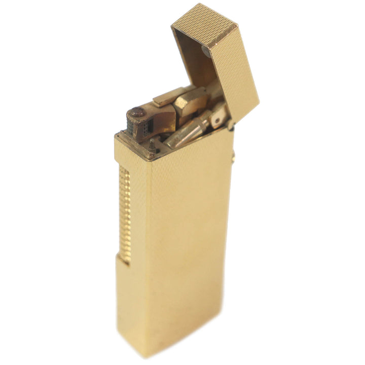 外装極美品□Dunhill ダンヒル 総柄 スクエア型 ローラー式 喫煙具 ガス ライター ゴールド スイス製 メンズ 着火不可