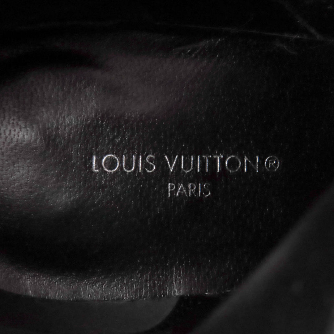 極美品★LOUIS VUITTON ルイヴィトン 2022年製 アフターグロー・ライン モノグラム スタッズ サイドZIP レザー アンクルブーツ 黒 茶 36