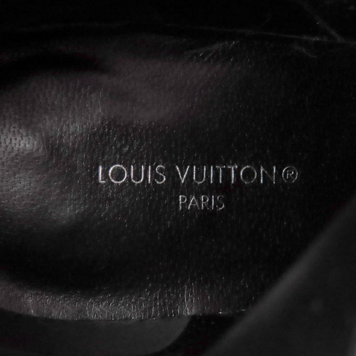 極美品★LOUIS VUITTON ルイヴィトン 2022年製 アフターグロー・ライン モノグラム スタッズ サイドZIP レザー アンクルブーツ 黒 茶 36