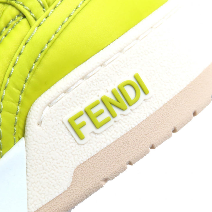 未使用品△FENDI フェンディ 8E8380 バゲットポケット付き FFロゴ レザー使い ハイカットスニーカー ライトグリーン 36 箱付き 伊製
