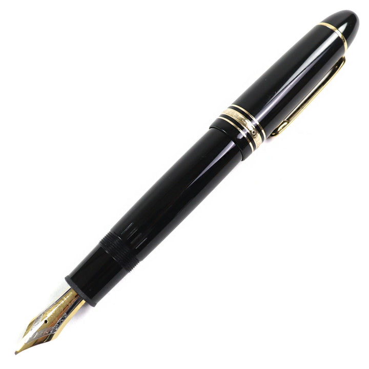 美品○MONTBLANC モンブラン マイスターシュテュック 149 ペン先18K Bニブ ホワイトスター ロゴ刻印 吸引式 万年筆 ブラック ゴールド