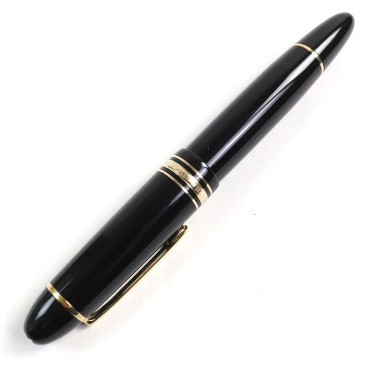 美品○MONTBLANC モンブラン マイスターシュテュック 149 ペン先18K Bニブ ホワイトスター ロゴ刻印 吸引式 万年筆 ブラック ゴールド