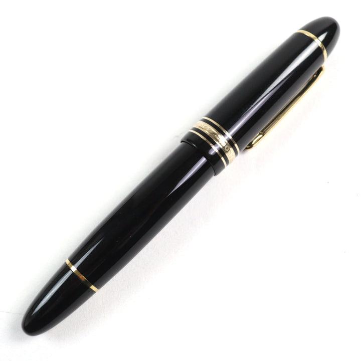 美品○MONTBLANC モンブラン マイスターシュテュック 149 ペン先18K Bニブ ホワイトスター ロゴ刻印 吸引式 万年筆 ブラック ゴールド