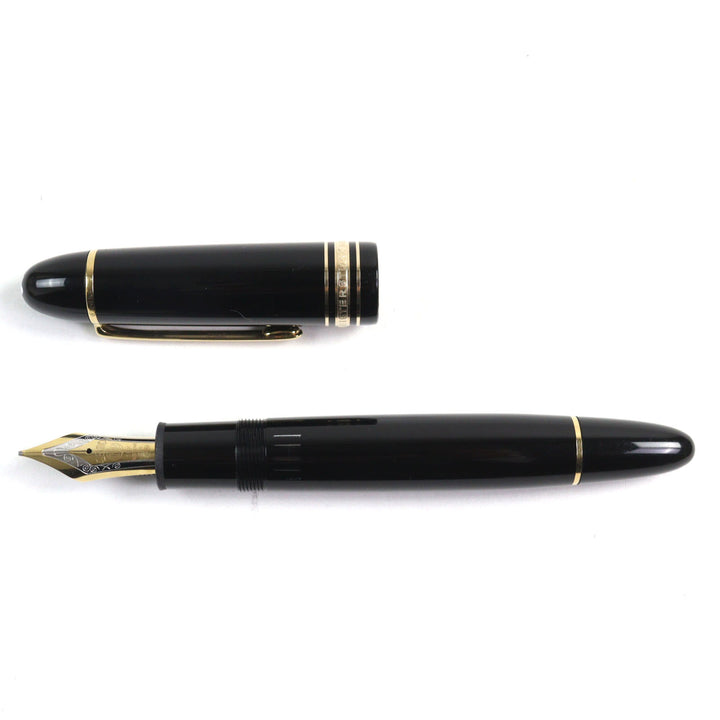 美品○MONTBLANC モンブラン マイスターシュテュック 149 ペン先18K Bニブ ホワイトスター ロゴ刻印 吸引式 万年筆 ブラック ゴールド